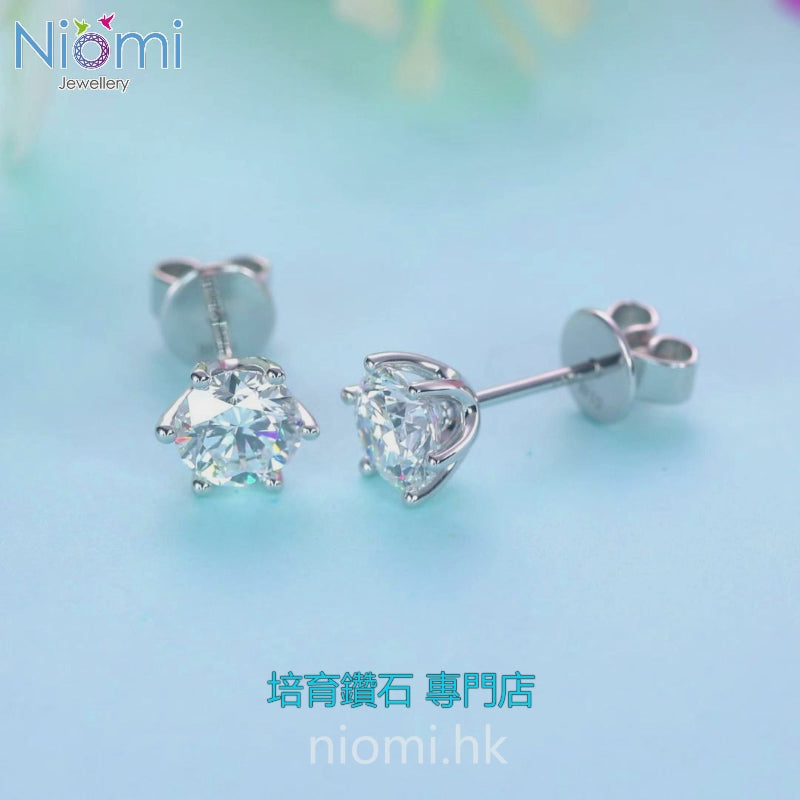 6爪培育鑽石耳環1卡