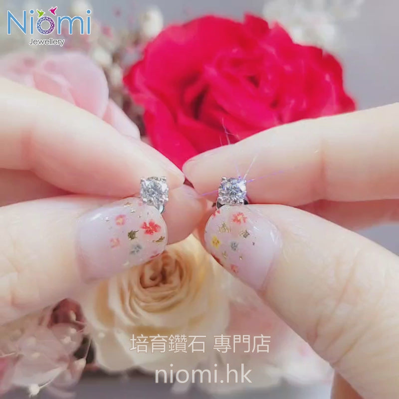 0.3卡培育鑽石耳環