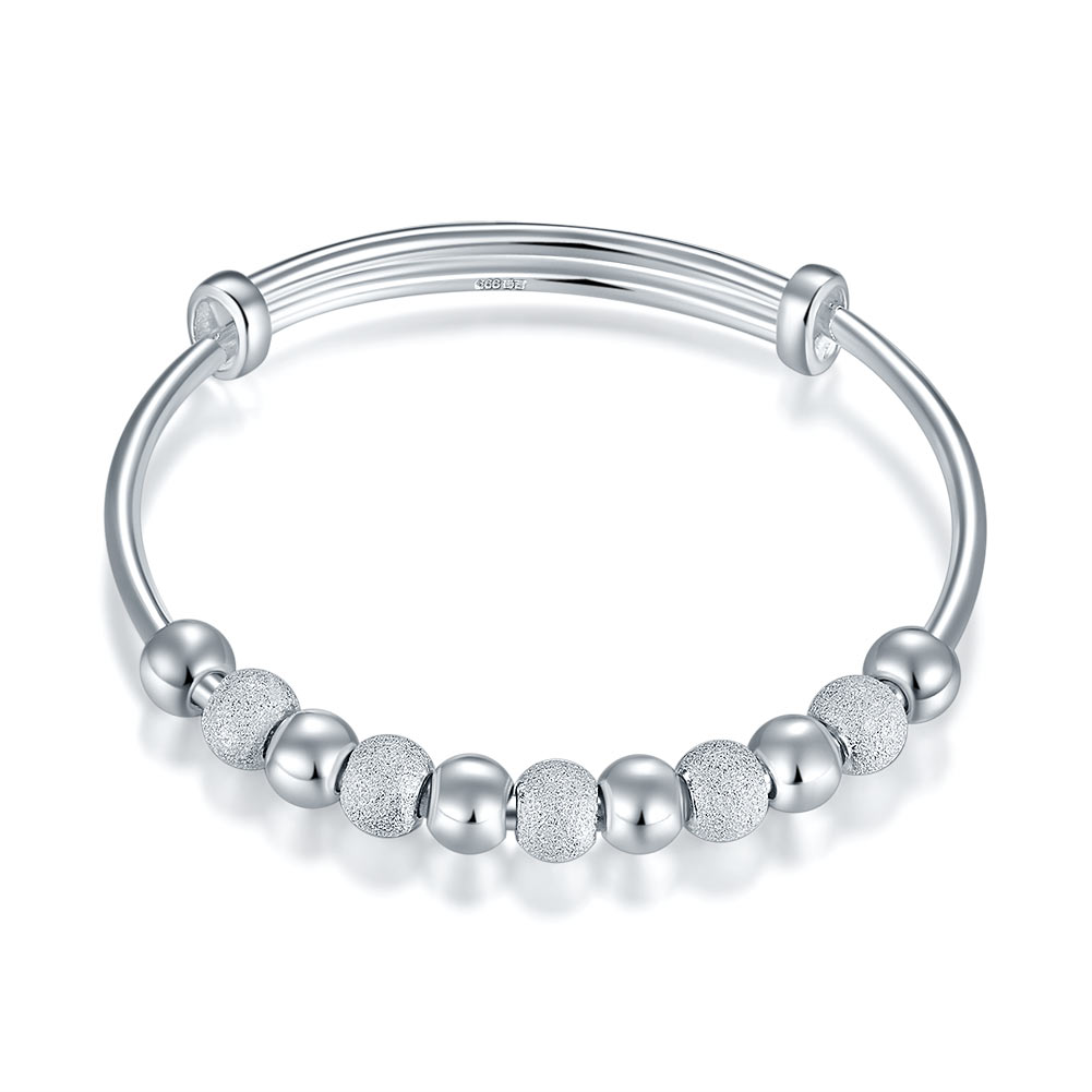 999純銀圓珠女裝手鐲手鈪 Silver Bangle