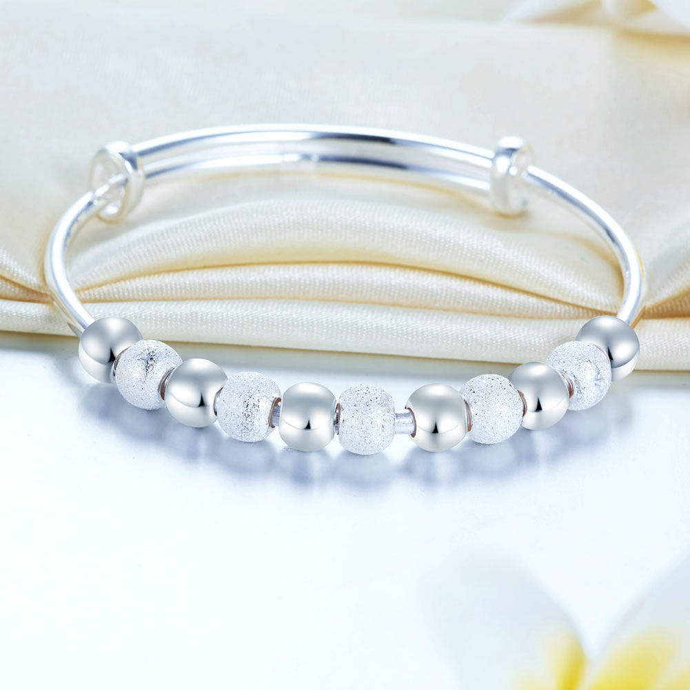 999純銀圓珠女裝手鐲手鈪 Silver Bangle
