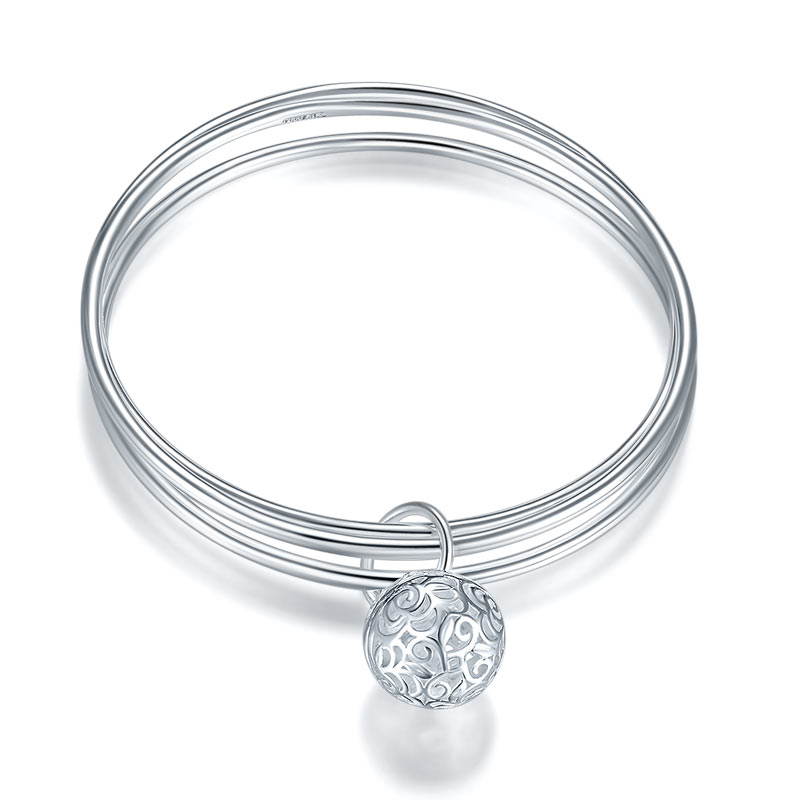 999純銀手鐲 花球女裝手鈪 Silver Bangle