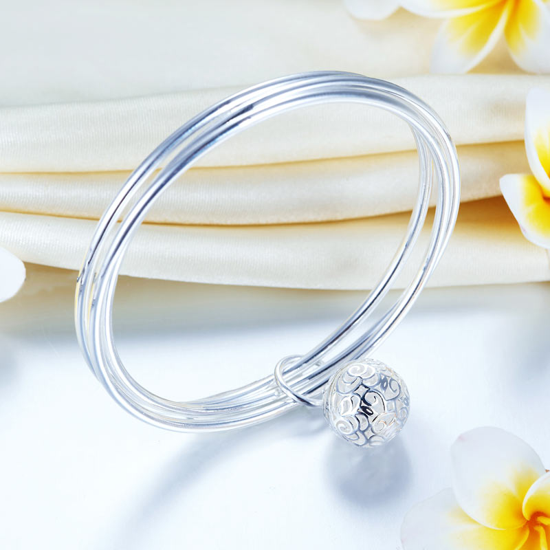 999純銀手鐲 花球女裝手鈪 Silver Bangle