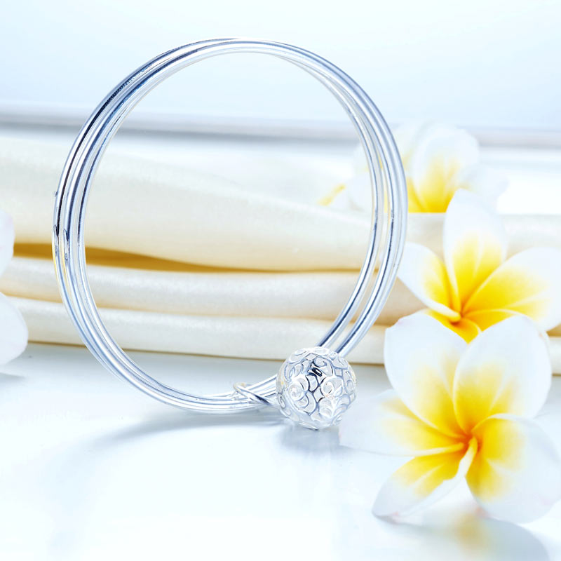 999純銀手鐲 花球女裝手鈪 Silver Bangle