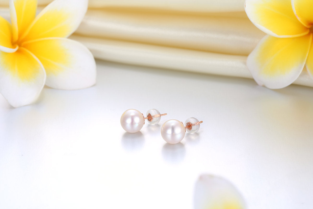 玫瑰金珍珠耳環