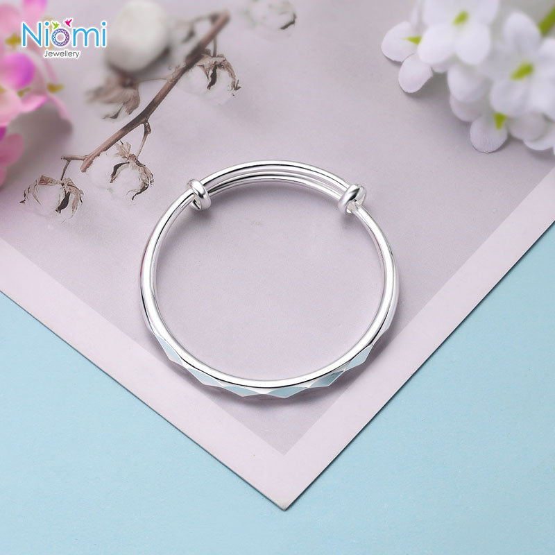 切花 嬰兒手鐲 999純銀 BB 手鈪 滿月禮物 Baby Bangle - 送BB皇冠 (可提供刻字刻名服務)