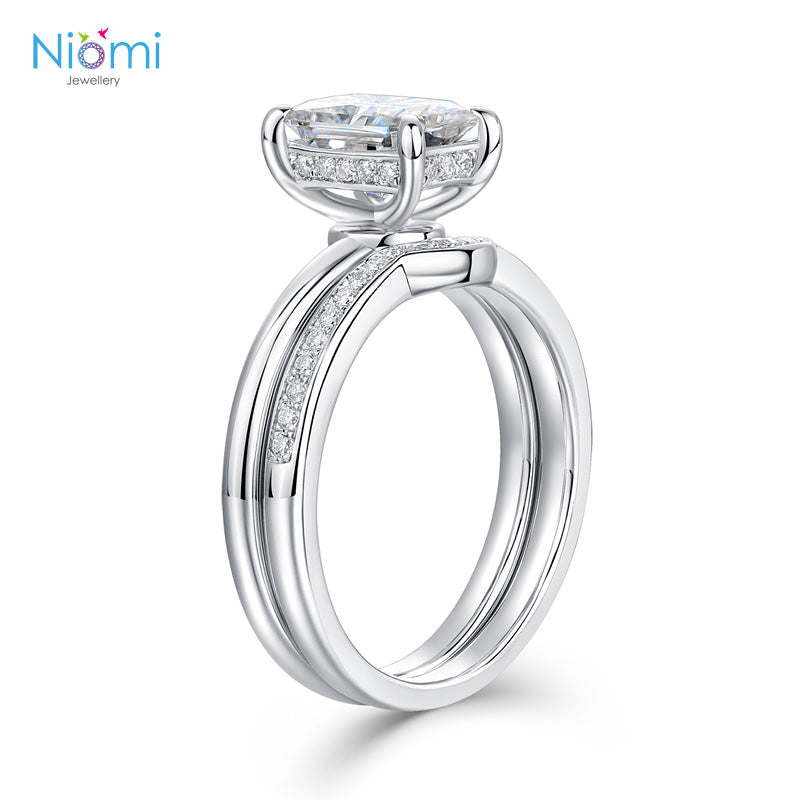雷迪恩式 2卡莫桑石套戒指 (單件/套戒) Radiant Cut Moissanite Diamond Ring