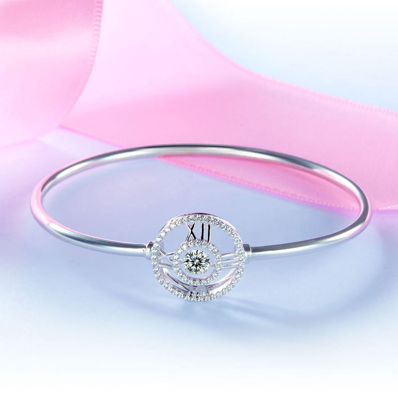 跳動懸浮925純銀羅馬數字高仿鑽伴娘手鐲  Roman Number Bridesmaids Bangle