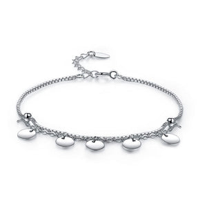 香港銀器店925純銀日韓風格圓形吊飾手錬 925 Sterling Silver Bracelet Dangle circle Fashion Bridesmaid Wedding Gift