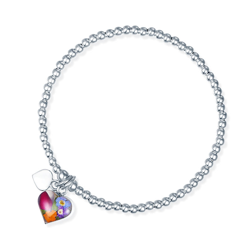 手工 鮮花心形 純銀手鐲 Handmade Floral Heart Shape Silver Bracelet