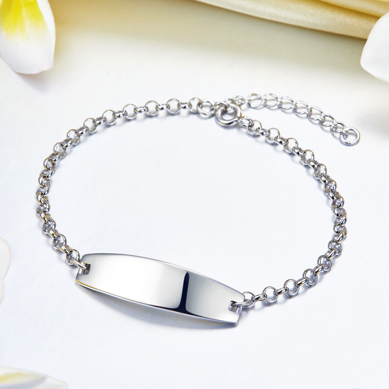 女裝成人刻名字字牌925純銀手鏈款式 925 Silver Name Bracelet (免費刻字刻名)