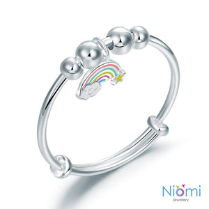 Rainbow Silver Baby Bangle