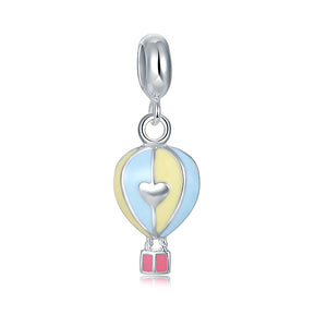 粉藍粉黃色熱氣球 - Charms 925銀串飾 - DIY手鏈鍊串珠飾品