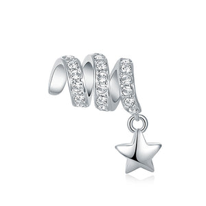 扭扭螺旋形星星 - Charms 925銀串飾 - DIY手鏈鍊串珠飾品