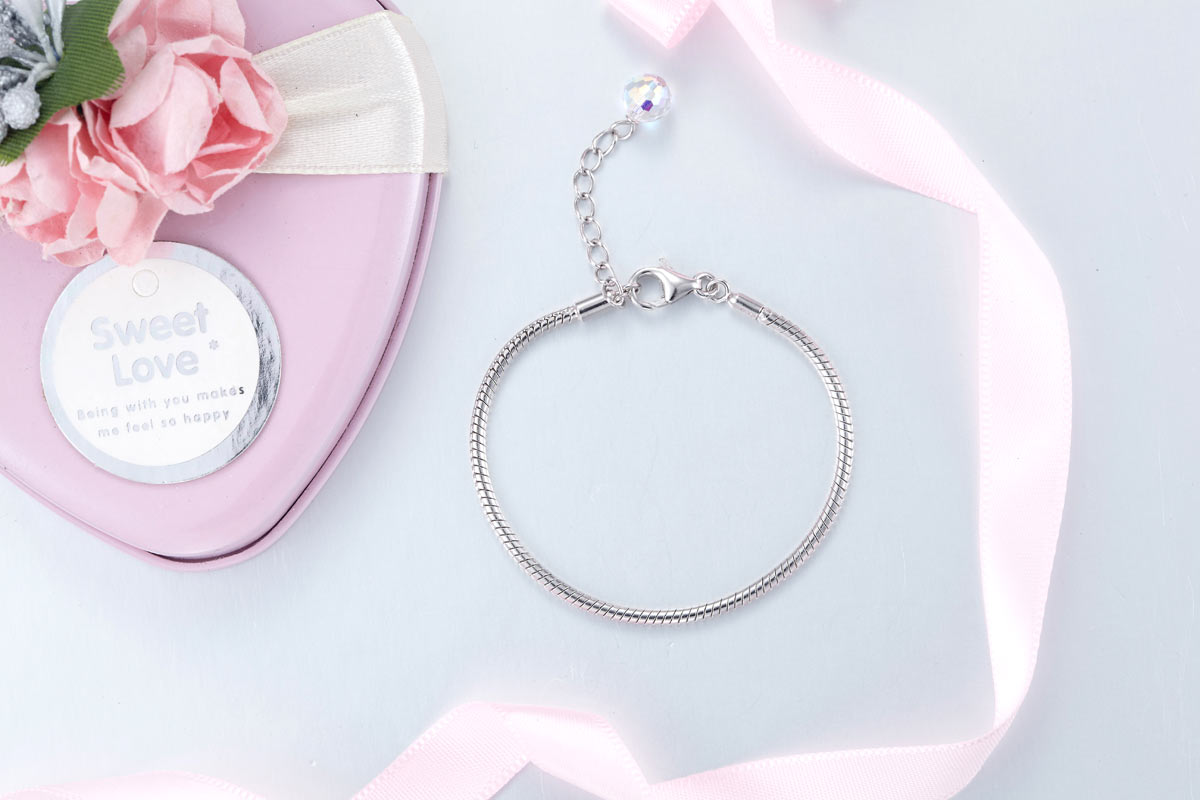 Charms DIY串飾可調節蛇皮手鏈 12.5cm - 15cm (5-6寸) - Charms 925銀串飾 - DIY手鏈鍊串珠飾品