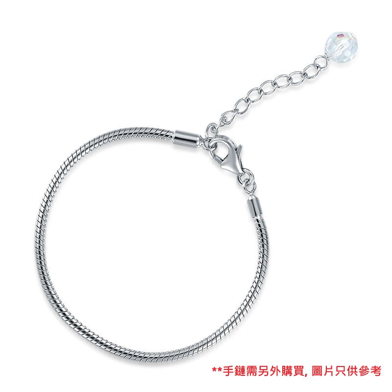 粉紅色小鳥定位純銀小吊墜 - Charms 925銀串飾 - DIY手鏈鍊串珠飾品