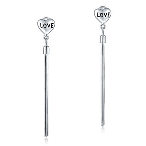 925純銀"LOVE"耳線心形耳環日韓款式簡約時尚