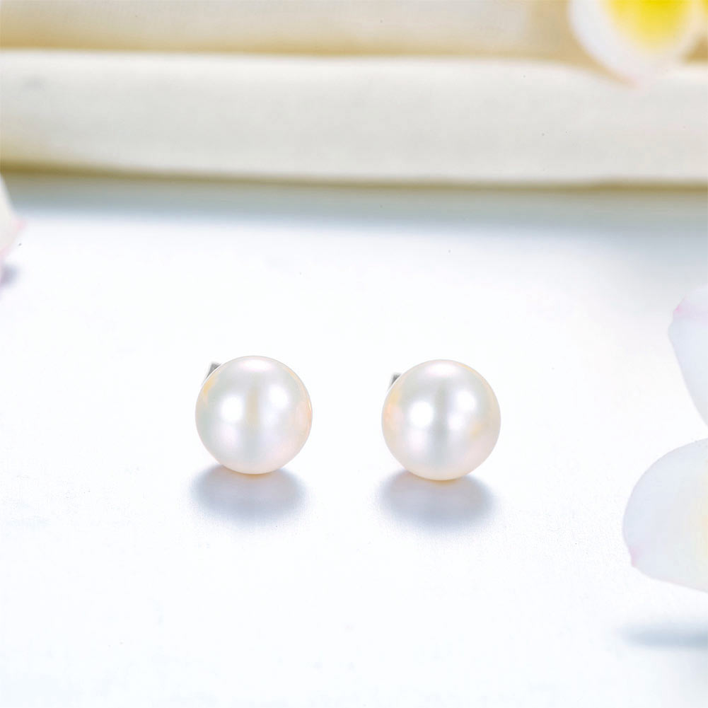 7-8 mm 淡水珍珠耳環 925純銀 Pearl Earrings 簡約時尚 精品珠寶