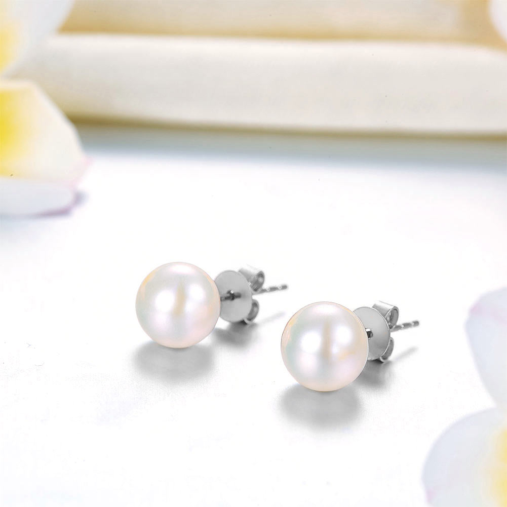 7-8 mm 淡水珍珠耳環 925純銀 Pearl Earrings 簡約時尚 精品珠寶