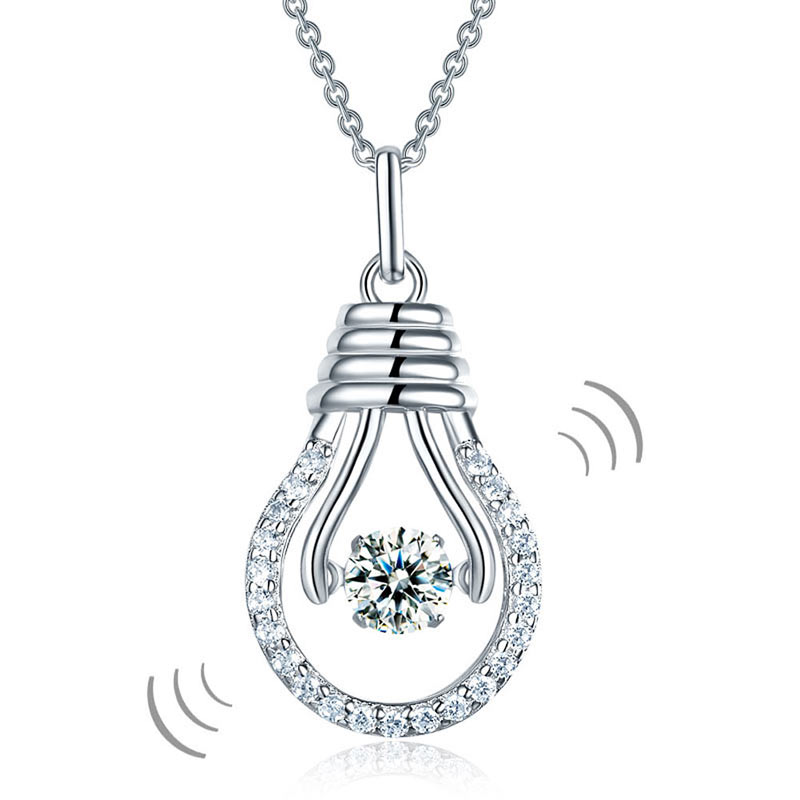 跳動懸浮香港銀器店925純銀高仿鑽項鍊 925 Silver Bulb Shape Necklace