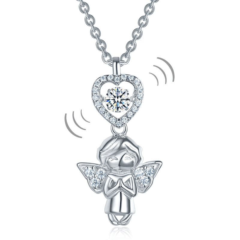 觸動心靈的禮物 天使純銀項鍊 日本專利設計 跳動懸浮頸鏈