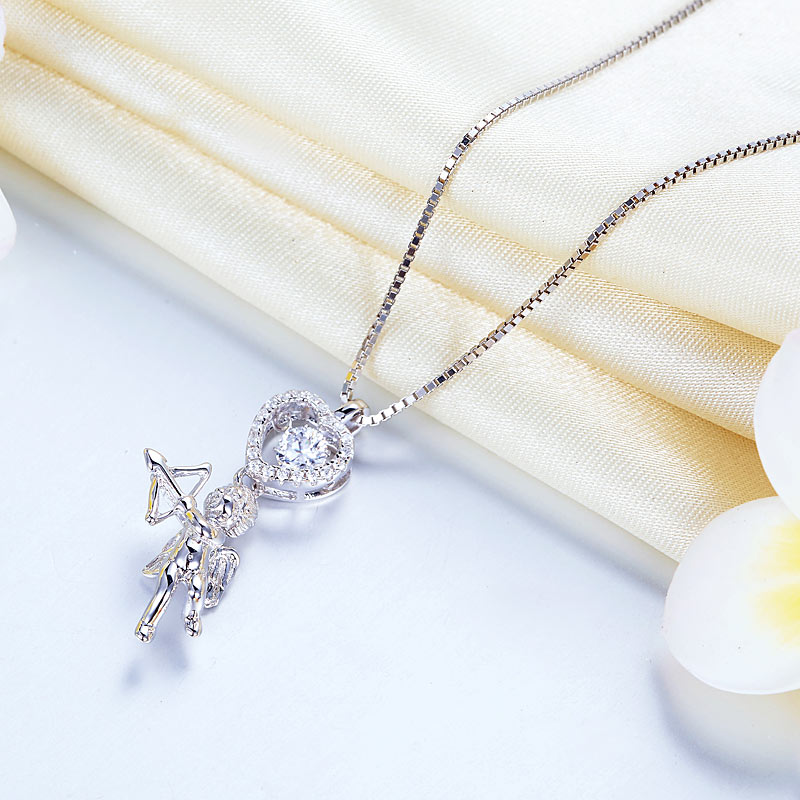 觸動心靈的禮物  愛神邱比特 日本專利設計 跳動懸浮 純銀項鍊頸鏈