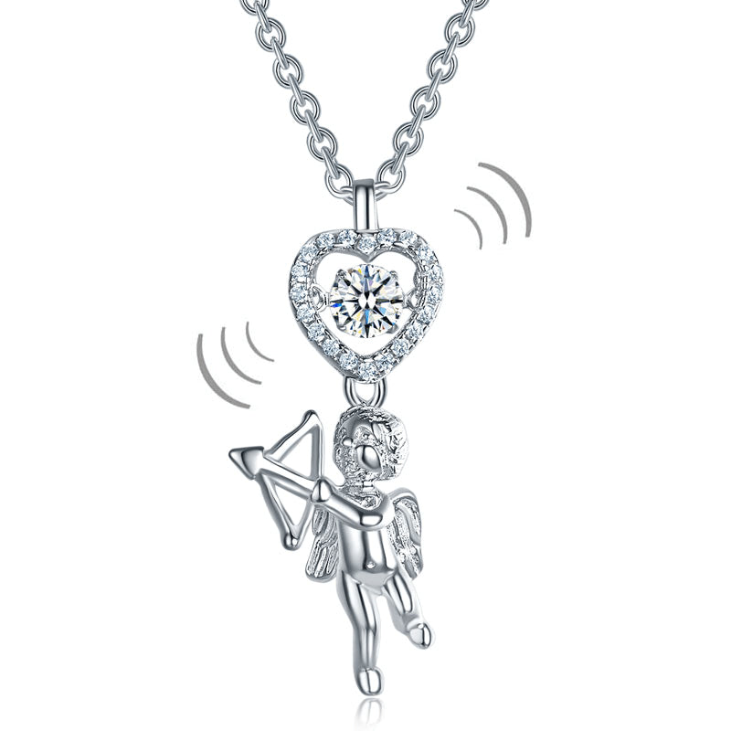 觸動心靈的禮物  愛神邱比特 日本專利設計 跳動懸浮 純銀項鍊頸鏈
