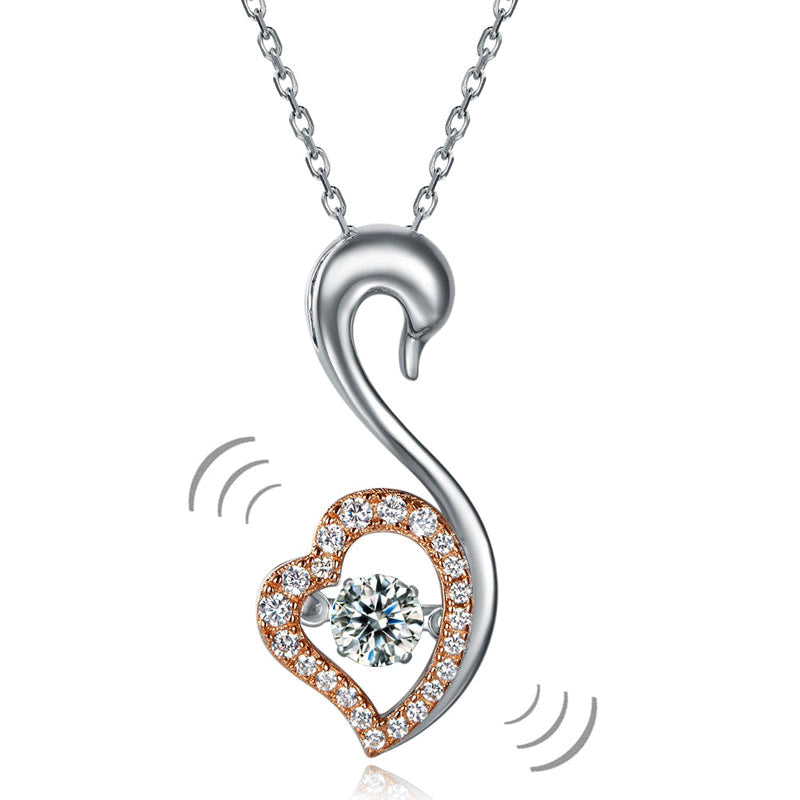 鑲嵌Swarovski CZ 天鵝 925純銀頸鏈 日本專利設計 跳動懸浮項鍊 施華洛世奇仿鑽