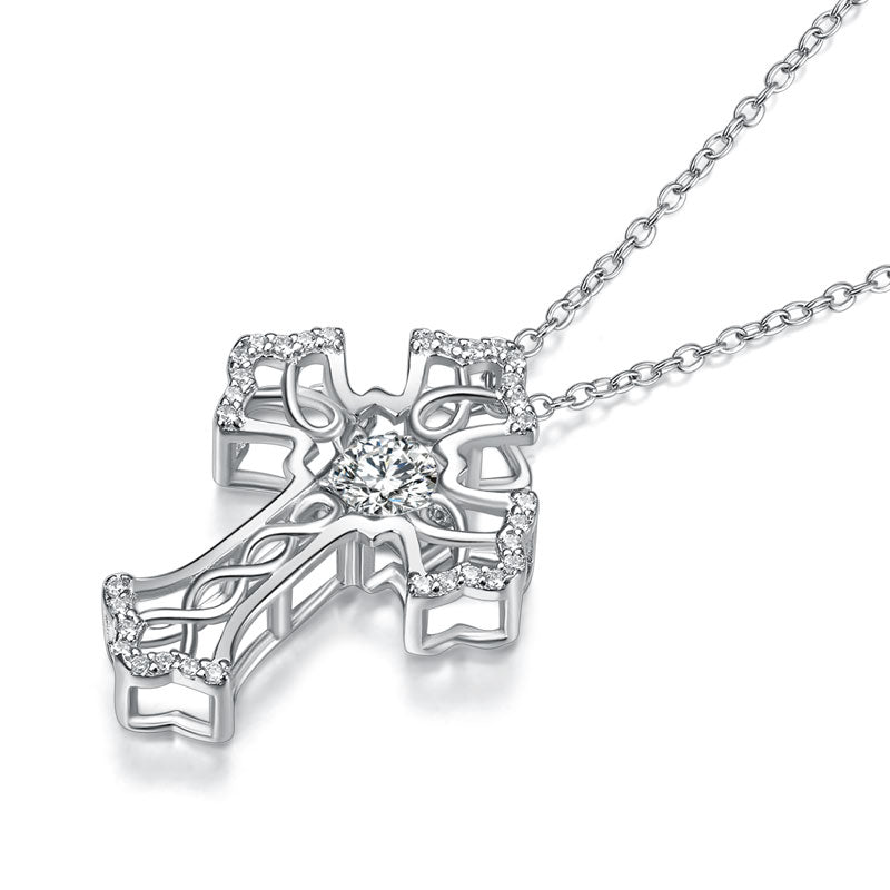 跳動懸浮925純銀十字架高仿鑽項鍊 Cross Silver Necklace