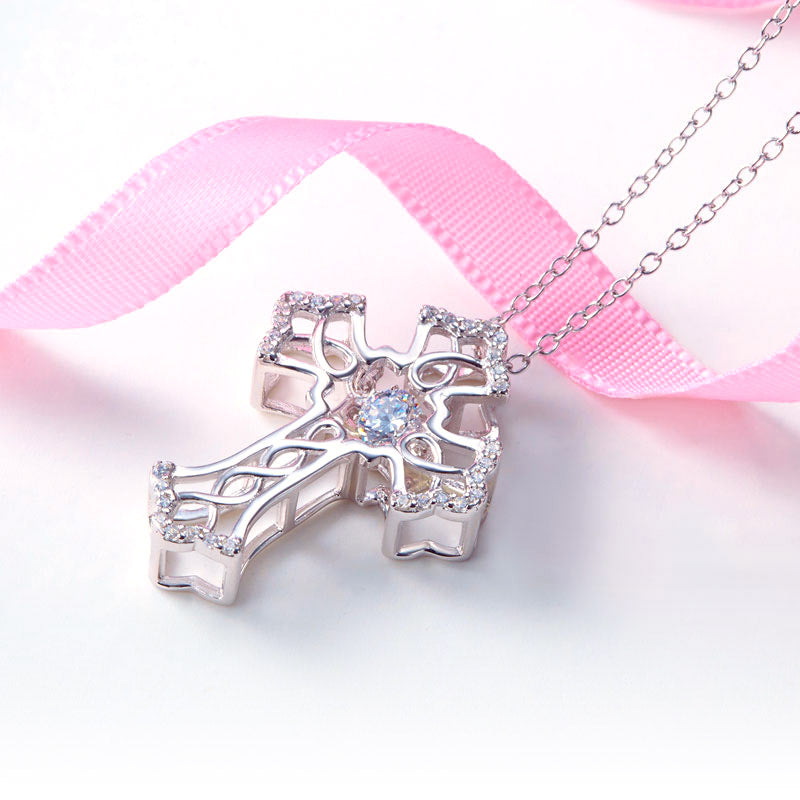 跳動懸浮925純銀十字架高仿鑽項鍊 Cross Silver Necklace