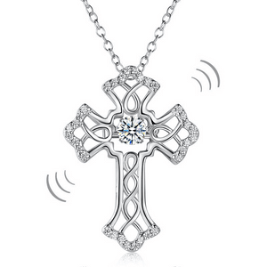 跳動懸浮925純銀十字架高仿鑽項鍊 Cross Silver Necklace