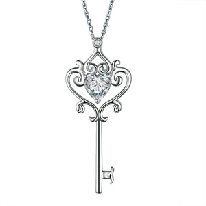 925純銀心形鑰匙項鍊 Silver Heart Key Necklace