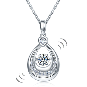 鑲嵌Swarovski CZ  日本專利設計 跳動懸浮 925純銀項鍊 施華洛世奇仿鑽 水滴簡約頸鏈