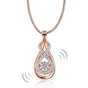 跳動懸浮頸鏈 925純銀 鍍玫瑰金色 永恆項鍊 Necklace 925 Silver