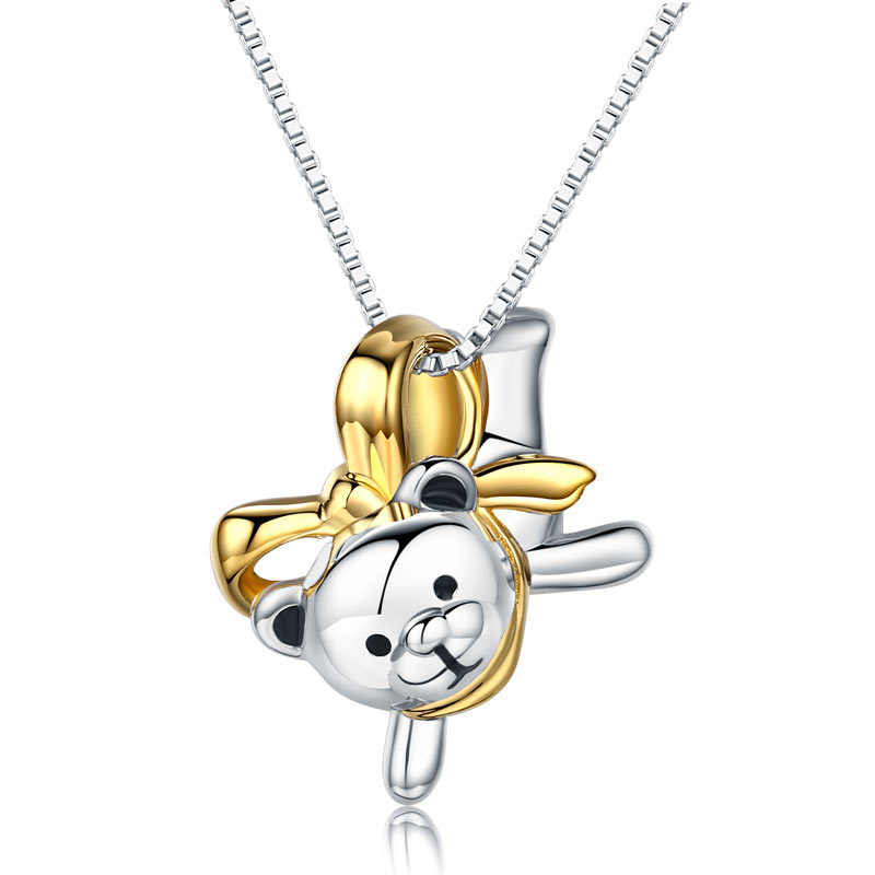 可愛趣緻熊925純銀項鍊鏈 Lovely Bear Pendant Necklace 925 Silver
