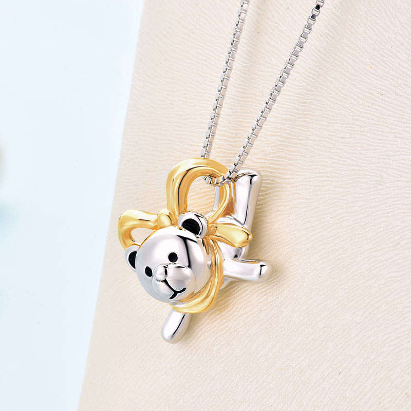 可愛趣緻熊925純銀項鍊鏈 Lovely Bear Pendant Necklace 925 Silver
