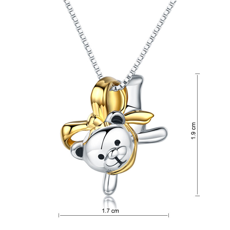 可愛趣緻熊925純銀項鍊鏈 Lovely Bear Pendant Necklace 925 Silver