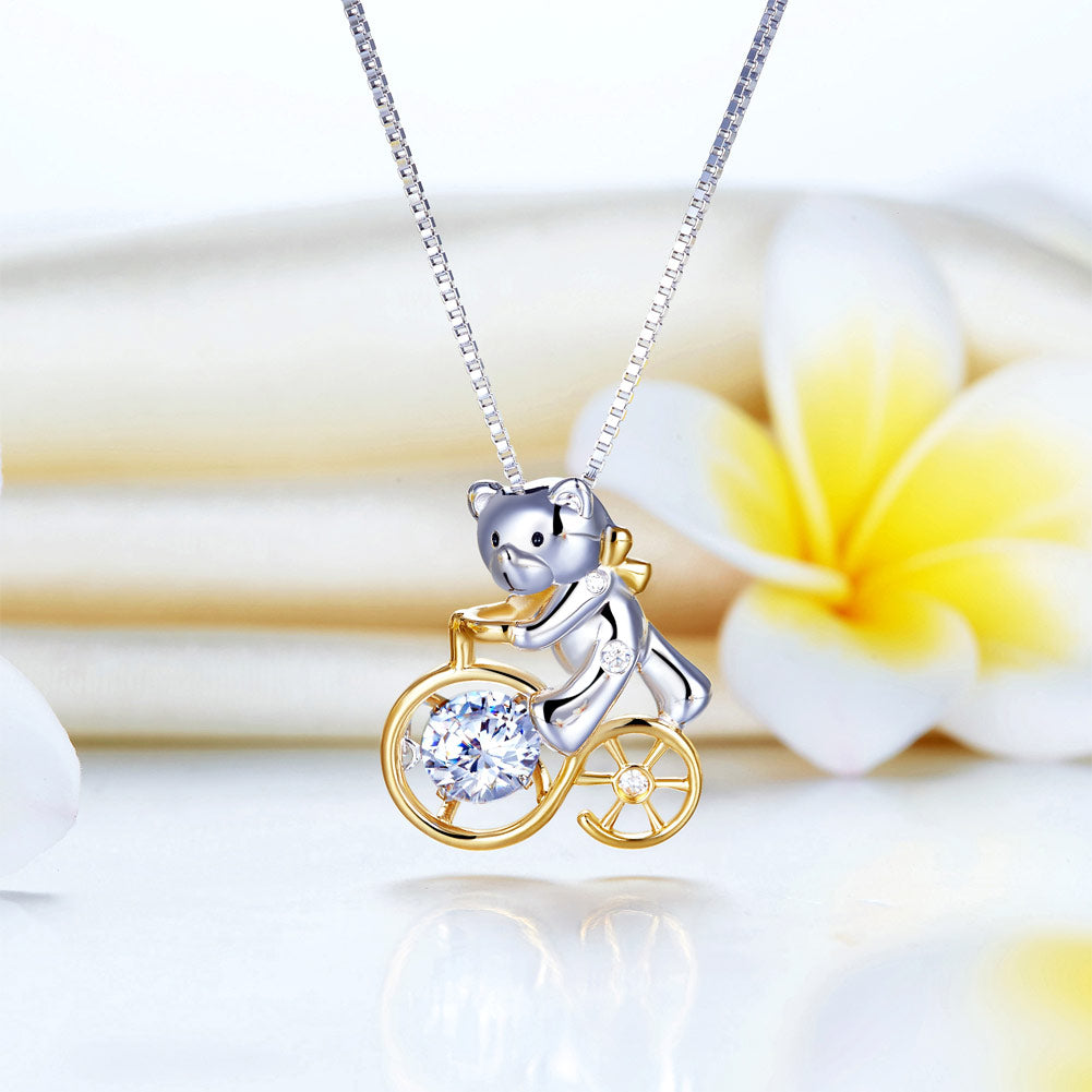 可愛趣緻熊頸鏈 跳動懸浮 日本專利設計 925純銀項鍊 Bear Necklace