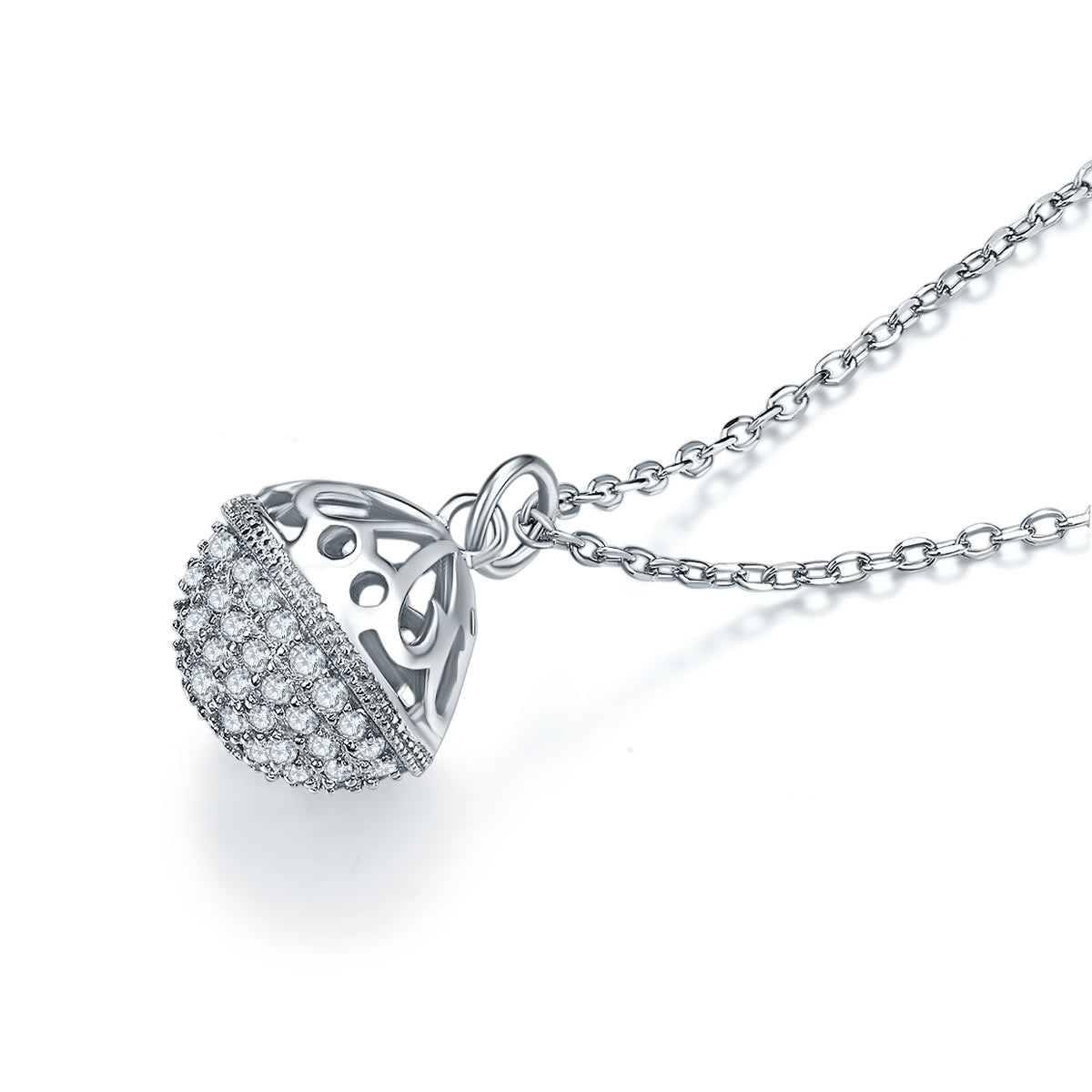 925純銀 女裝款 立體鈴鐺項鍊頸鏈 (可調效) 方便佩戴