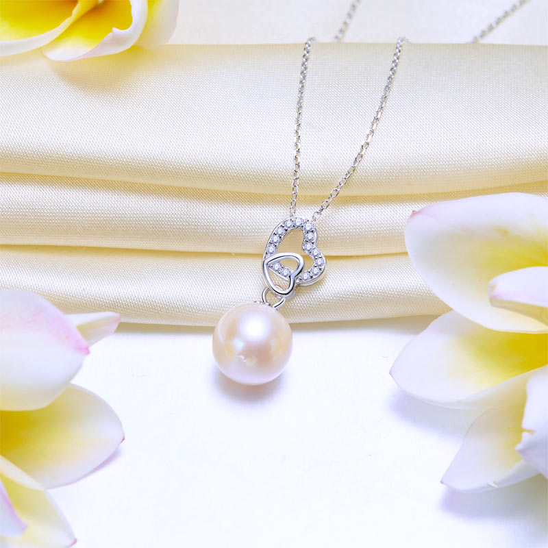 【温婉優雅】925純銀珍珠 項鏈 心形 精品珠寶