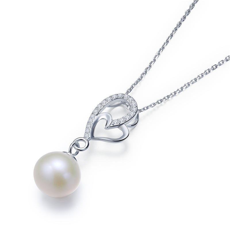 925純銀珍珠頸鏈 心形項鍊 精品珠寶