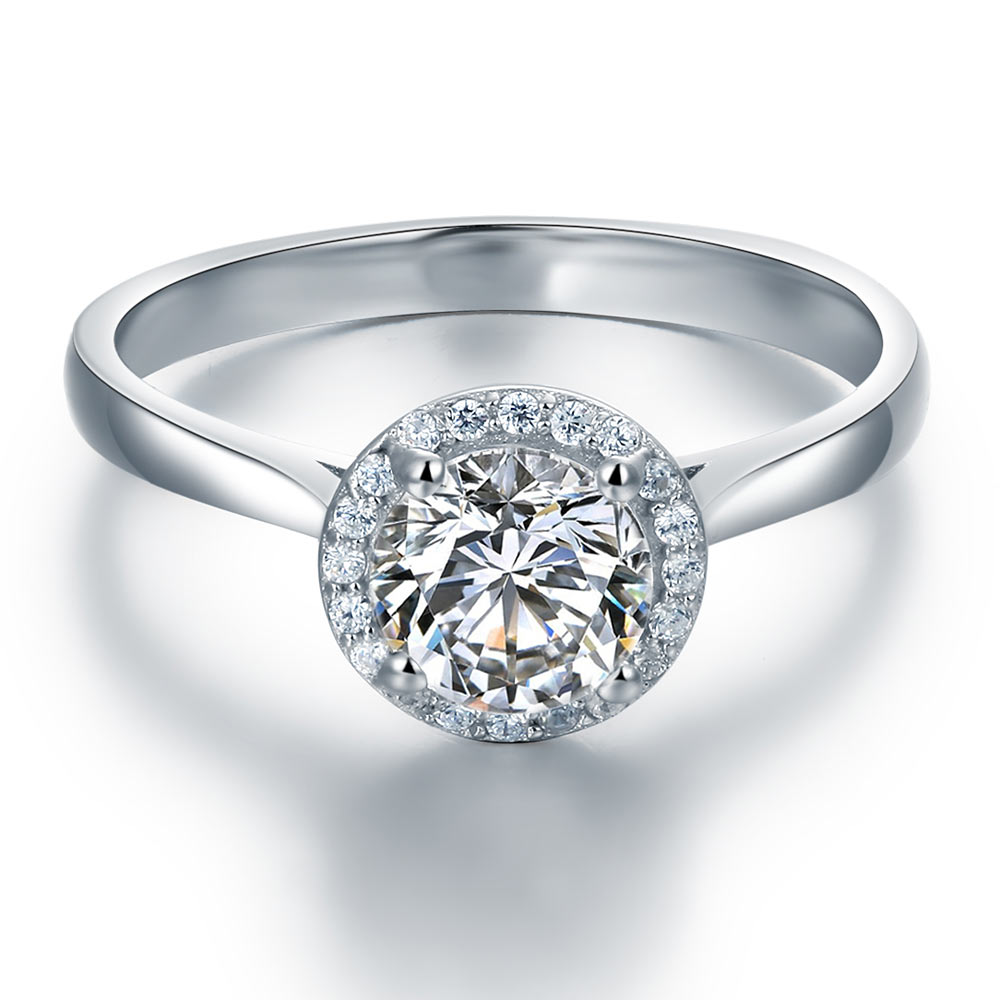 婚禮飾品Stariiz 仿真鑽四爪微鑲純銀婚戒指環 925 Silver Ring人工合成鑽石