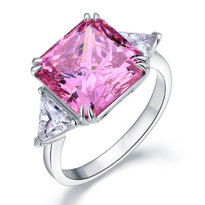 豪華925純銀戒指8卡Stariiz 公主方高仿粉紅鑽石派對戒指環 (可提供刻字刻名服務)