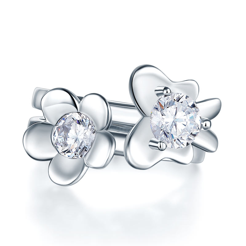 韓式花朵蝴蝶高仿鑽石925純銀2件套裝戒指環對戒個性百搭 925 Silver 2-Pcs Butterfly Flower Ring Set
