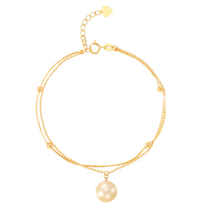 純18K黄金 南洋金珍珠(9-10 mm) Pearl Bracelet 手鍊鏈 - 精品珠寶
