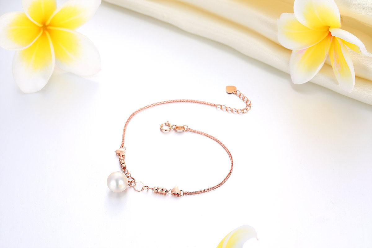 18K玫瑰金日本(Akoya)海水珍珠(8-8.5 mm) Pearl Bracelet 手鍊鏈時尚優雅 - 精品珠寶