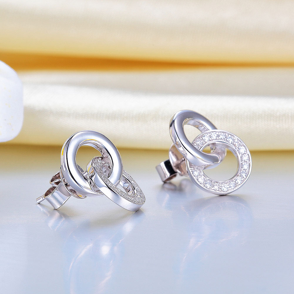 14K白金耳釘耳環配0.17克拉鑽石- 精品珠寶