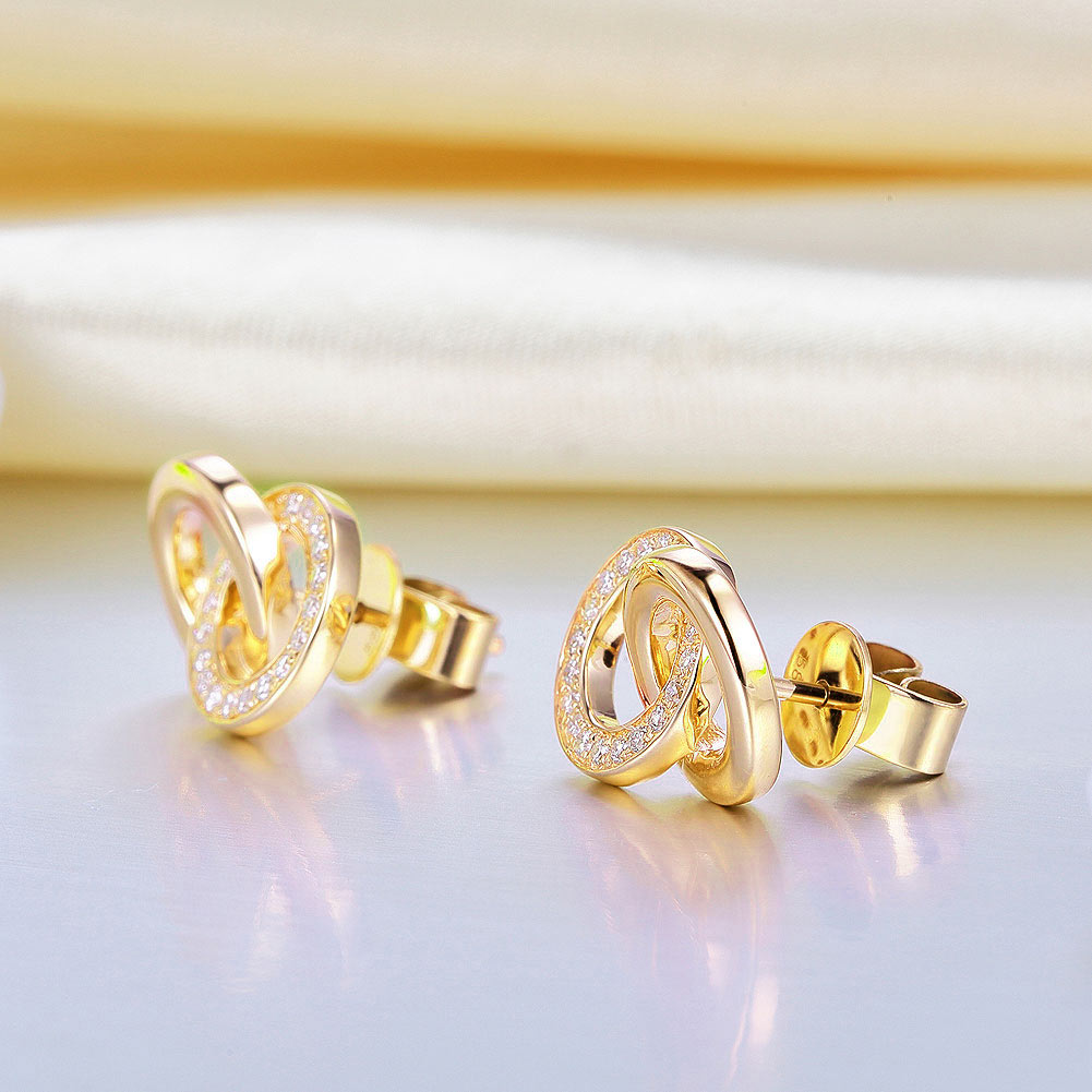 14K黃金耳釘耳環配0.17克拉鑽石- 精品珠寶