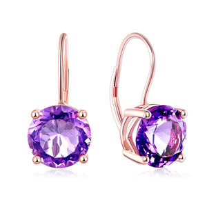 純14K/585 玫瑰金 耳環 天然紫水晶 - 精品珠寶