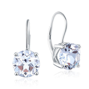 純14K/585 白金 耳環 白色天然托帕石- 精品珠寶