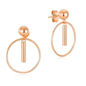 純18K/750玫瑰金圓圈耳環個性風時尚百搭適合OL精品珠寶Rose Gold Circle Earrings